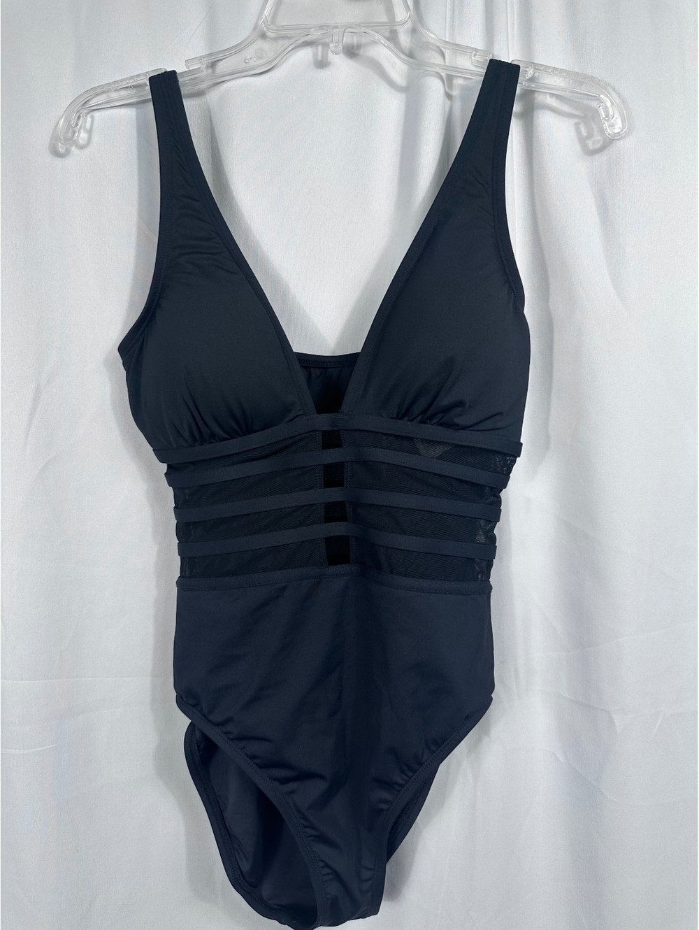 La Blanca Black One Piece Swimsuit Size 6 with Mesh Detail